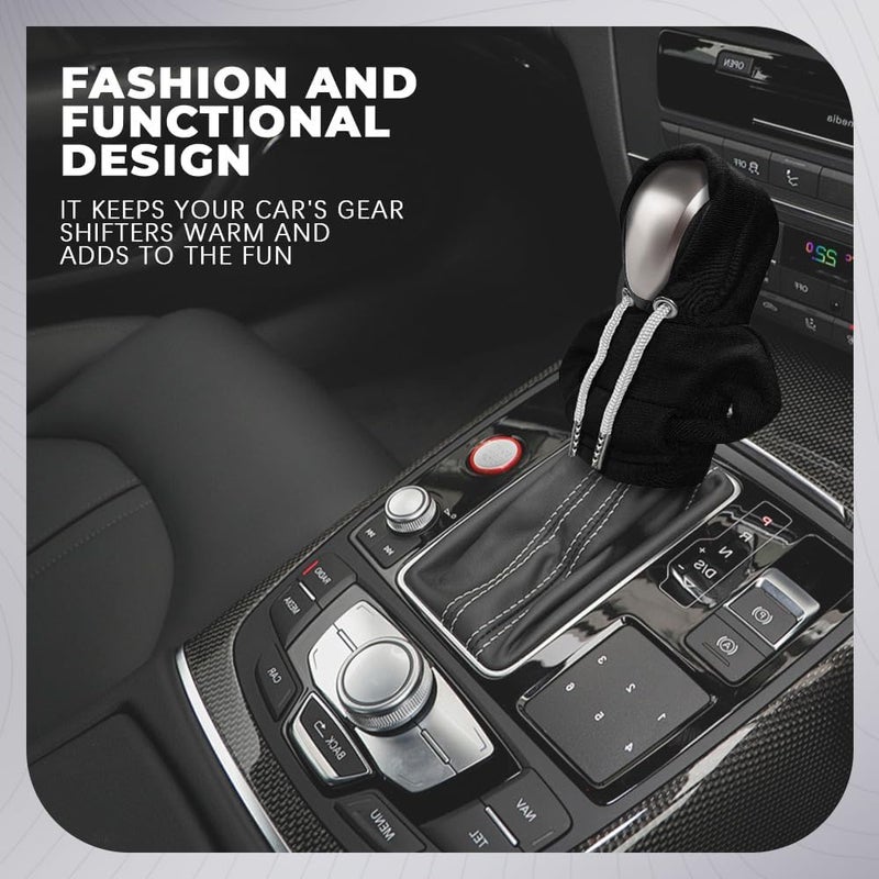 RGOAANC Gear Shift Hoodie, Gear Shift Cover, Fashionable Hoodie Automotive Gear Shift Knob Protector, Car Accessories Mini Sweater Gear Shift Knob Cover for Car Gear Shift Levers (Black-2PCS) - Image 3